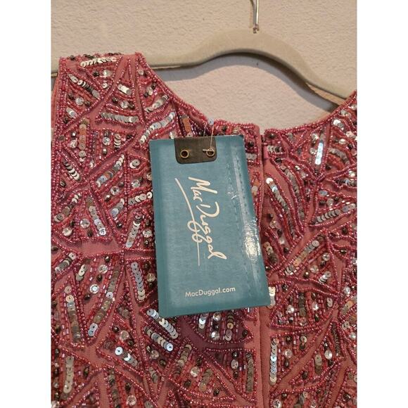 Mac Duggal Women's Pink Sequin Midi Sheath Dress Size 14 Formal Mother of Bride - Picture 8 of 13